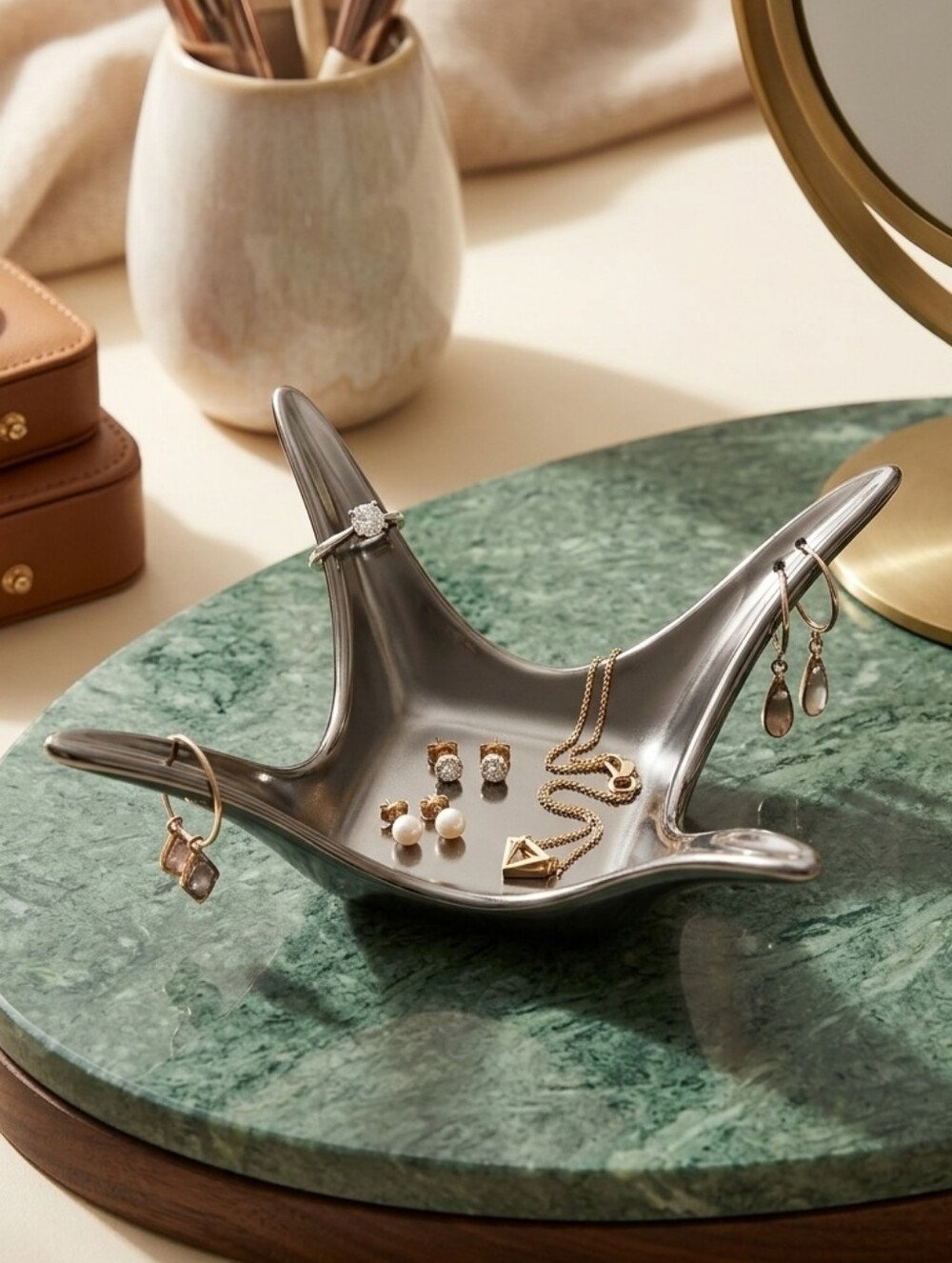Umbra Ringling Chrome Ring and Jewelry Dish Nickel Finish Room Decor Vanity Boat
